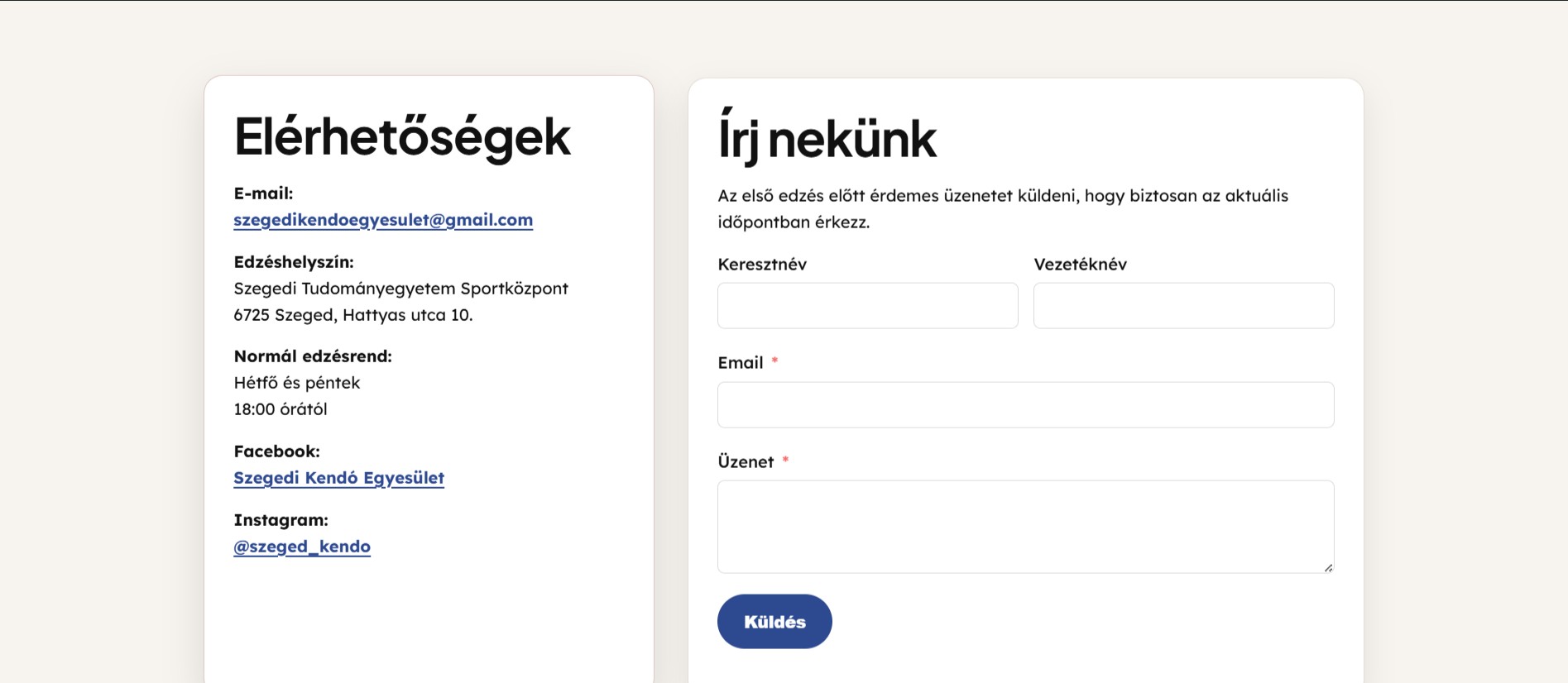 Szeged Kendo website detail