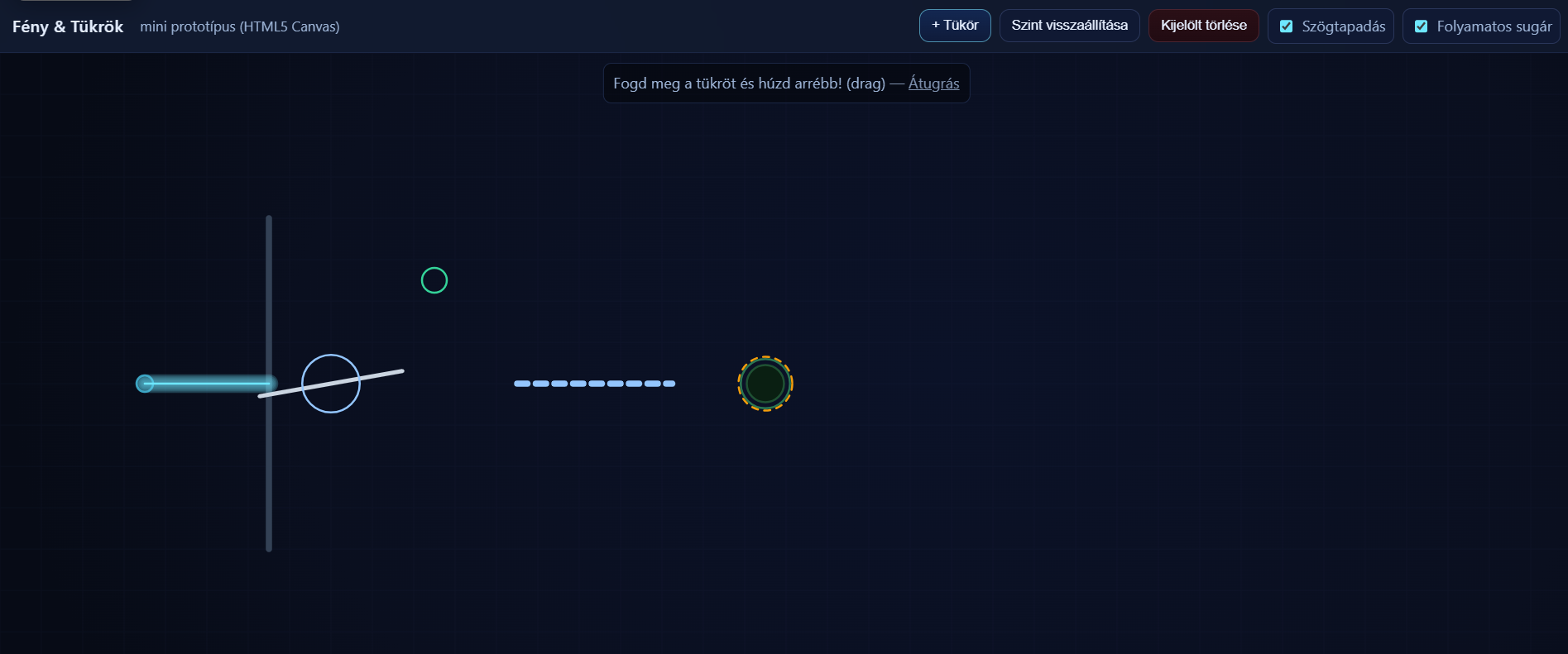 Fény & Tükrök – sugaras logikai játék demó